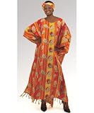 Bright Colors African Masks Caftan Kaftan with Matching Headwrap