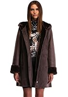 Enjoy Fur Women's Faux Leather Coat with Warm Hood of 2015 New Style
