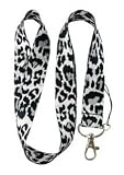 Leopard Print Lanyard Black & White Keychain Holder