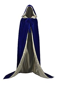 AngelWardrobe Halloween Hooded Cloak MEDIEVAL Various Colors Wedding Cape SCA Blue-Gold XXXL