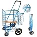 Blue Folding Shopping Cart with Double Basket- Jumbo size 150 lb capacity Blue