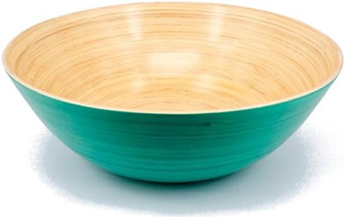 Vai Kiet Teal Bamboo Bowl Extra Large Modern Round