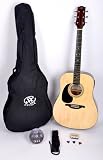 SX Mentor LH NA Left Handed Acoustic Guitar Package w/ Instrucional DVD and Carry Bag Included