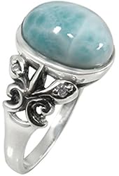 Sterling Silver Ring with Larimar (BTS-NRB5096/LR)
