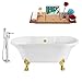 Streamline | Clawfoot Soaking 68"NH101GLD-GLD-100 Acrylic Bathtub, White | Comes with External Drain And Gold Overflow | Bamboo Tray Included