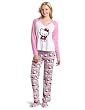 Hello Kitty Womens 3 Piece V-Neck Pajama Set with Slipper