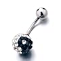 White Black Birthstone Shining Ball Belly Button Ring Navel Piercing Body Jewelry
