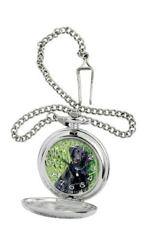 American Kennel Club Men's D1614 Black Labrador Retriever Pocket Watch with Chain