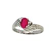 14K White Gold 0.03 ct. Diamond and 6 x 4 MM Oval Shaped Ruby Ring