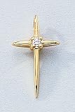 14K Yellow Gold Diamond Cross Pendant