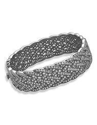 Black Rhodium Plated Braided CZ Bracelet Designer 925 Silver