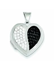 Genuine .925 Sterling Silver 18mm Heart Black White Swarovski Elements Locket 1.6 Grams. 100% Satisfaction Guaranteed.