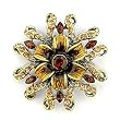Antique Copper White Metal with Multi-Color Swarovski Crystal Brooch, Weight: 17.60gm - Flower Antique Copper White Metal with Multi-Color Swarovski Crystal Brooch, Weight: 17.60gm - Flower