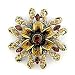 Antique Copper White Metal with Multi-Color Swarovski Crystal Brooch, Weight: 17.60gm - Flower