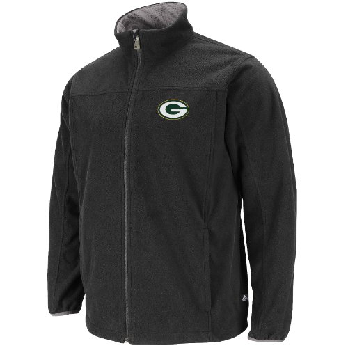 NFL Men's Green Bay Packers Safety Blitz III Long Sleeve Full-Zip Performance Bonded Jacket (Black/Storm Gray, XX-Large)