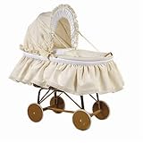 Picci Cortina Bassinet in Cream and White with Hand Embroidered Flowers