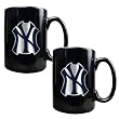 New York Yankees 2pc Black Ceramic Mug Set - Primary Logo MLB Baseball