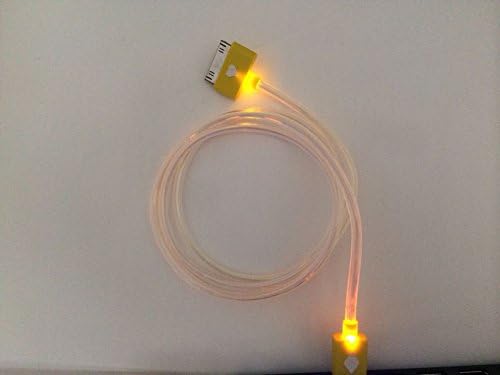 QCMD 3ft/1m Glow-in-the-dark LED Light up 39" Solid One Light Color High Speed Usb to 30pin Data Sync Charger Charge Cable Cord Adapter for Ios 6 Ios7 for Iphone 4 4s Phones, Iphone 1st Generation, Iphone 3g, Iphone 3gs, Ipad First Generation, Ipad 2, Ipod Touch 2, 3, 4, (yellow)
