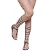 QUPID FC16 Women's Tassels Leg Wrap Gladiator Thong Flat Sandals One Size Small