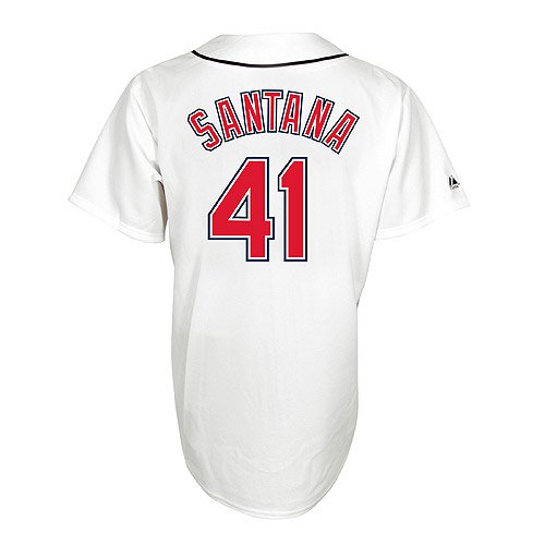 MLB Men's Cleveland Indians Carlos Santana White Home Short Sleeve 6 Button Synthetic Replica Baseball Jersey Big & Tall Spring 2012  (White, XXXX-Large)