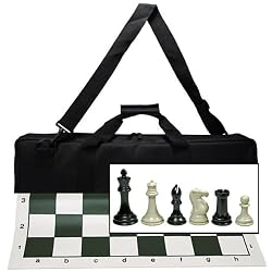 Premium Tournament Chess Set with Deluxe Black Canvas Bag, Super Weighted Staunton Chess Pieces - 4 Inch King