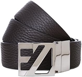 Ermengildo Zegna Black Brown Pebbled Leather Reversible Adjustable Belt Bcrgj8 (115)