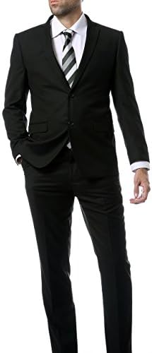 Men's "Ultra Soft" Classic Slim Fit Suit by Zonettie - Black, 34 Regular