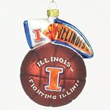Illinois Fighting Illini 5 Glass Mascot Basketball Ornament