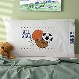 Personalized Kids Pillowcase - All Star Sports Design