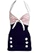 Stripe Navy Blue Retro Pin up Rockabilly Sailor Nautical Women's Bathing Suit Swimsuit Swimwear