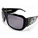 New Ed Hardy EHS001 EHS-001 Shiny Black Swarovski Vintage Tattoo Sunglasses 61-20-120