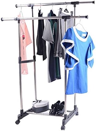 Stainless Steel Closet Clothes Garment Organizer Shelf Storage Home Bedroom Rack