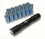 OLIGHT T20 MILITARY w. Cree Q5 WC LED 3 levels, 3 modes, 220+ lumens with 20 pcs CR123A Lithium High Capacity 1300mah batteries