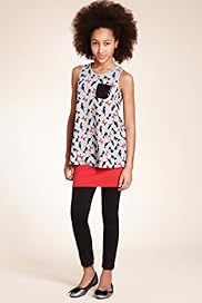 3 Piece Girls Limited Cat Bow Print Tunic Skirt Leggings Outfit