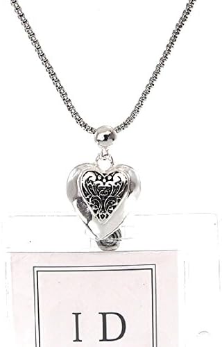 Antique Silver Contempo Heart Id Card Badge Holder Necklace Brighton Bay