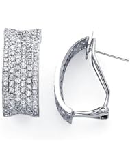 14k White Gold Large Round Diamond U Shape Earrings (G-H Color, I1 Clarity)