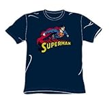 Superman - Flying Over Logo Distressed - Youth Navy S/S T-Shirt For Boys, Size: Youth Large