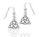 Small Celtic Triquetra Knot Symbol Dangle Sterling Silver Hook Earrings