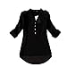 Coromose Women V-neck Chiffon Long Sleeve Shirt Blouse (M, Black)