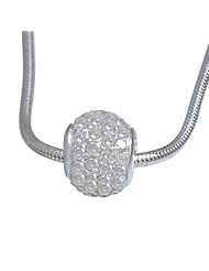VINANI brand Germany 925 Sterling Silver Women Pendant Ball Zirconia Stones white with Snake Chain Necklace AKU