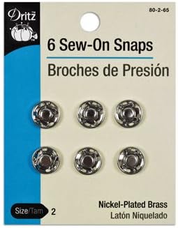 Dritz80-2-65 Sew-On Snaps, Nickel, Size 2 6-Count
