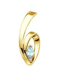14K Yellow Gold Marquise Cut Sky Blue Topaz Pendant -- LIFETIME WARRANTY