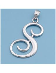 Sterling Silver Italian Initial S Pendant Cute Wholesale Charm Pure 925 New 30mm with 1.2mm Rope Chain