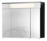 Fackelmann 80940 Spiegel-Schrank KARA 3türig anthrazit/grau 70x80x22