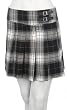 Plaid Pleated Mini Skirt with Fashion Belt Detail (Choose Red, Black or Brown) - New!