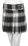 Plaid Pleated Mini Skirt with Fashion Belt Detail (Choose Red, Black or Brown) - New!