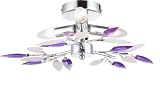 Deckenleuchte Deckenlampe Designlampe Lila Blätter Chrom Globo Giulietta 63167-3