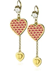 Betsey Johnson "Status" Heart Pattern Medallion Drop Earrings