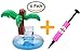 Just-Best Toys for Pool Items - Inflatable Palm Island Drink Holder (6 Packs) with a Mini Air Pump for Fun Water Floats