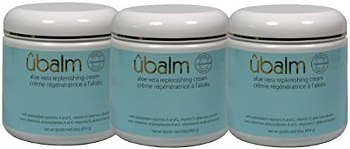 Ubalm Blue 3 Pack- Aloe Vera Replenishing Cream 16oz - The Ultra Hydrating Balm for Soft Skin